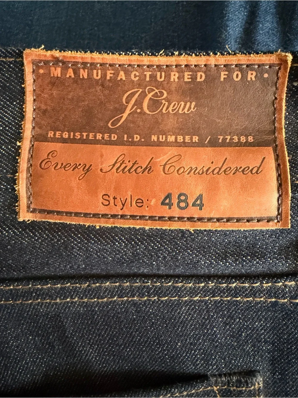 J.Crew Mens 36x34 DARK 484 Slim Fit Japanese Selvage KAIHARA DENIM Jeans